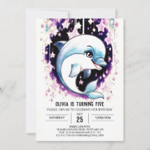 Bófia Whimsic Boho Watercolor Dolphin Birthday