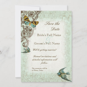 Convite Bognica Weding Date Invite - Verde Azul