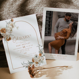 Convite BOHEME Terracotta Floral Boho Arch Chá de fraldas