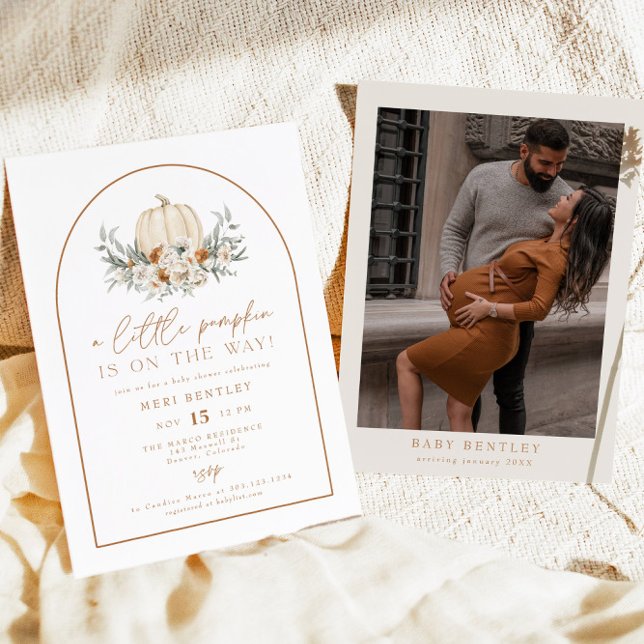Convite BOHEME Terracotta Floral Pumpkin Chá de fraldas (Criador carregado)