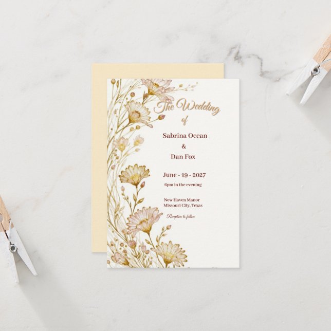 Convite Bohemian, botanical style Invitation (Frente/Verso In Situ)