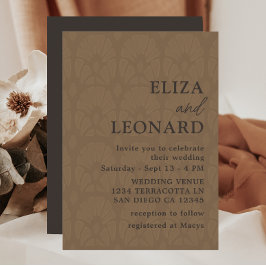 Convite Bohemian Brown Modern Minimalista Weding