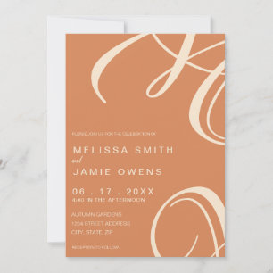 Convite Bohemian Burnt Orange Modern Minimalista Weding