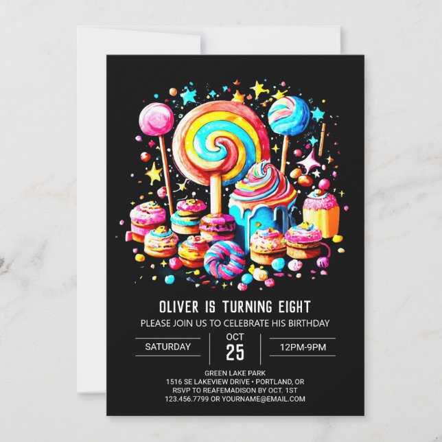Convite Bohemian Candy Wonderland Birthday (Frente)