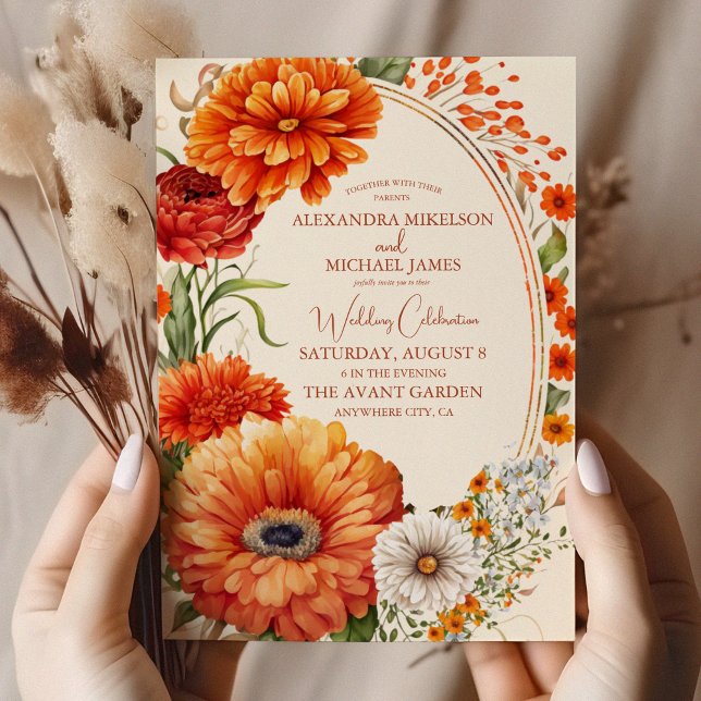 Convite Bohemian Chic Floral Terracotta Wedding (Criador carregado)