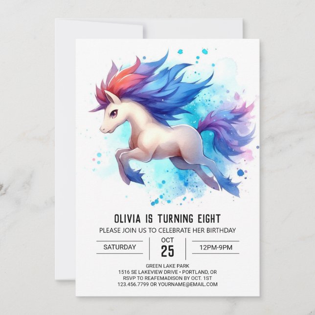 Convite Bohemian Custom Horse Birthday (Frente)