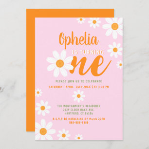 Convite Bohemian Daisy Baby Party - primeiro aniversario d