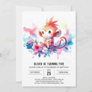 Convite Bohemian Digital Monkey Birthday