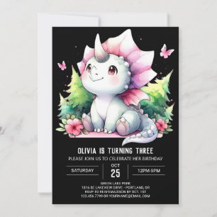 Convite Bohemian Dino Triceratops Aniversário
