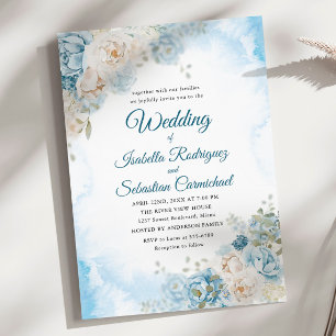 Convite Bohemian Dusty Blue Ivory Rosa: Casamento