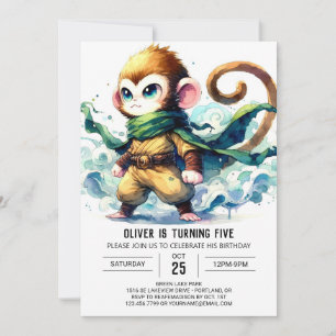 Convite Bohemian Editable Monkey Birthday