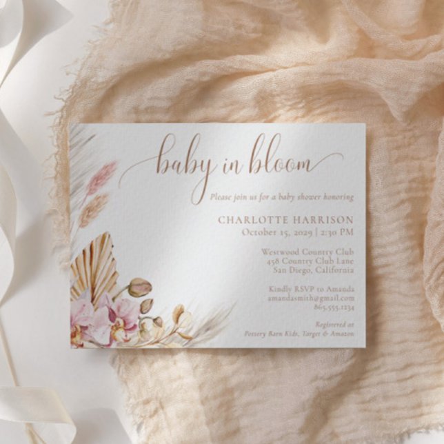 Convite Bohemian Floral Baby in Bloom | CHÁ DE FRALDAS (Criador carregado)