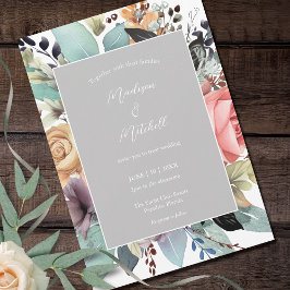 Convite Bohemian Floral Buquê Watercolor