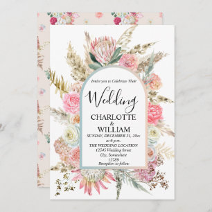 Convite Bohemian Floral Frame Wedding