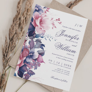 Convite Bohemian Floral Purple Wedding Elegante
