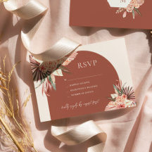 Bohemian Floral Terracotta & Ivory Wedding RSVP Em
