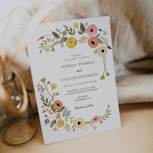 Convite Bohemian Floral Wildflower Wedding (Criador carregado)