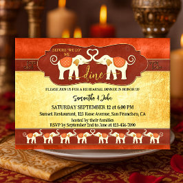 Convite Bohemian Indian Elephants Rehearsal Dinner