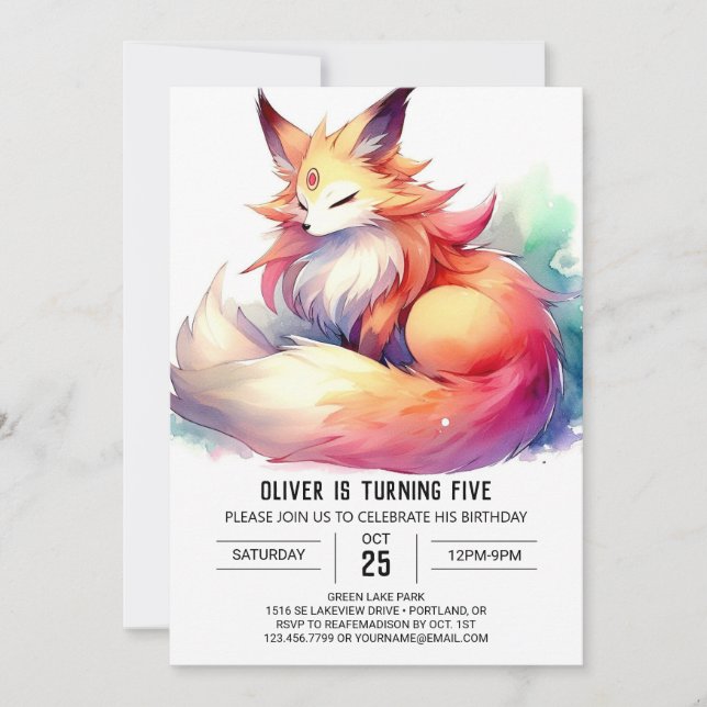 Convite Bohemian Joyful Fox Birthday (Frente)