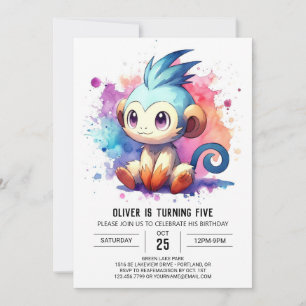 Convite Bohemian Joyful Monkey Birthday