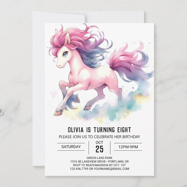 Convite Bohemian Kids Horse Birthday (Frente)