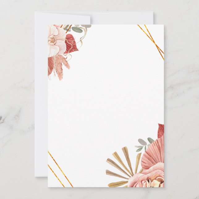 Convite Bohemian Ornamental Florals Rose Invitation  (Frente)