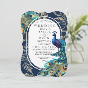 Convite Bohemian Peacock Feather Flora Wedding