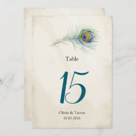 Convite Bohemian Peacock Feather Wedding Table Numbers