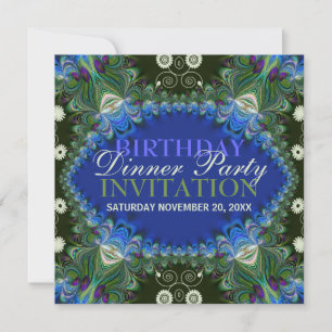 Convite Bohemian Peacock lacy decor Birthday Jantar Party