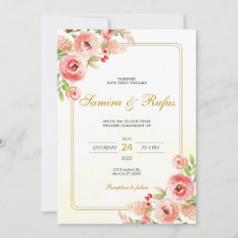 Convite Bohemian Pink Floral Wedding