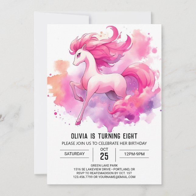 Convite Bohemian Printable Horse Birthday (Frente)