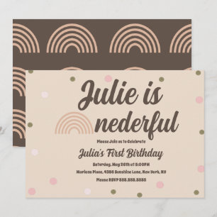 Convite Bohemian Rainbow First Birthday - Ponto Maravilhos