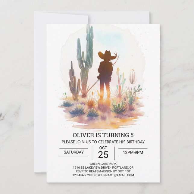 Convite Bohemian Rustic Cowboy Birthday (Frente)