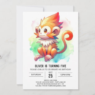 Convite Bohemian Rustic Monkey Birthday