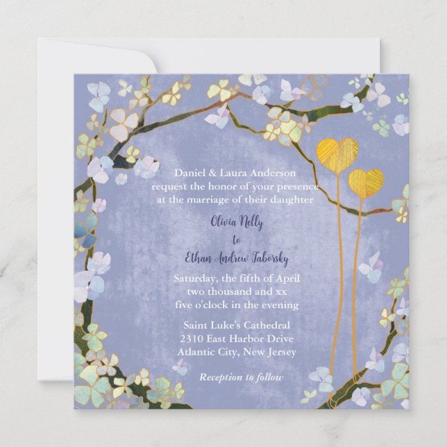 Convite Bohemian Style Powder Blue Weding (Frente)