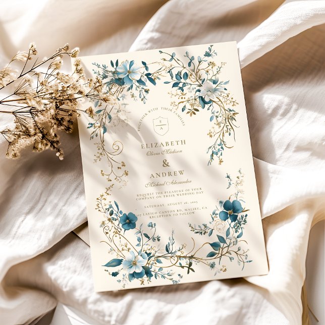 Convite Bohemian Vintage Floral Fern Wedding (Criador carregado)