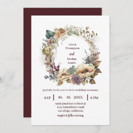 Convite Bohemian Watercolor Floral Boho Wreath Wedding