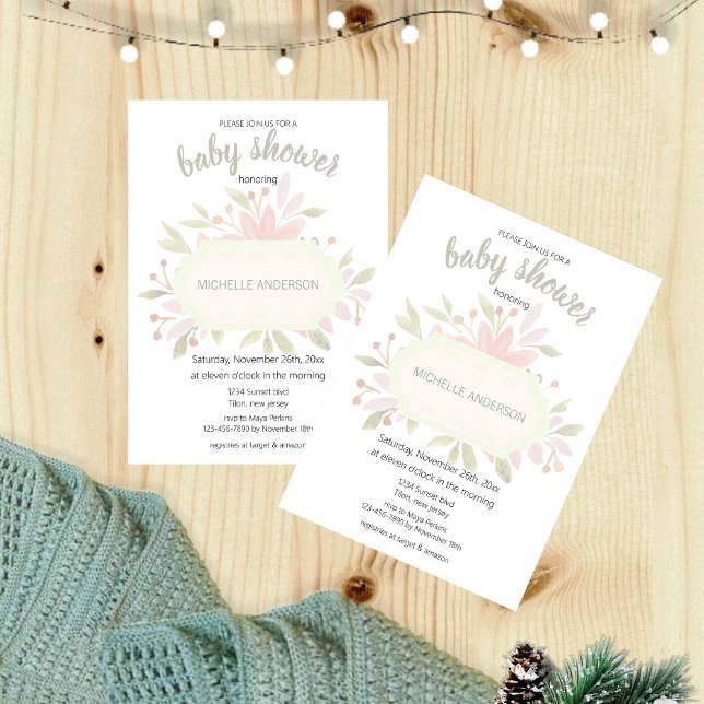 Convite Bohemian Watercolor Floral Gênero Neutro (Criador carregado)