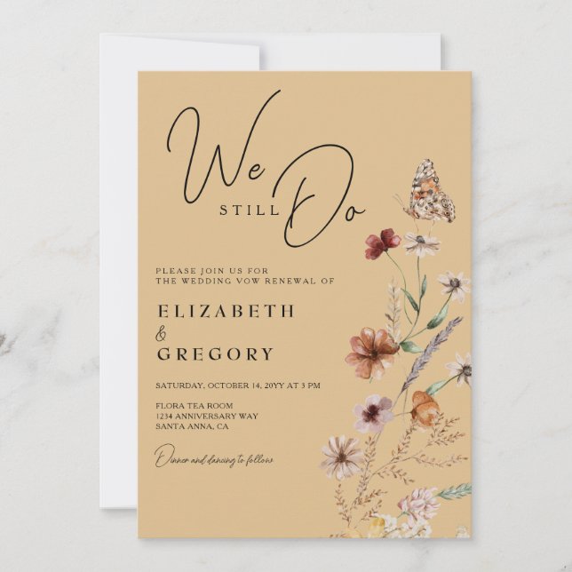 Convite Bohemian Wildflower Nós Ainda Fazemos Renovação De (Frente)