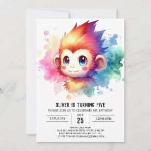Convite Bohemian Woodland Monkey Birthday