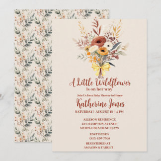 Convite Boho A Little Wilflower Girl Chá de fraldas