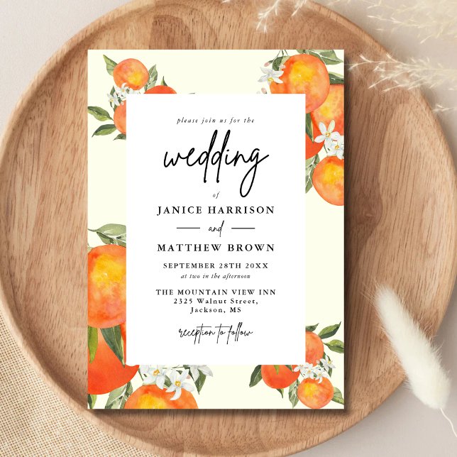 Convite Boho Abstract Sketchy Orange Garden Wedding (Criador carregado)