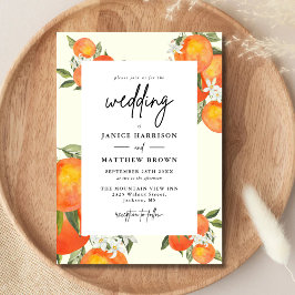 Convite Boho Abstrato Desenho Jardim Laranja Casamento