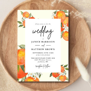 Convite Boho Abstrato Desenho Jardim Laranja Casamento
