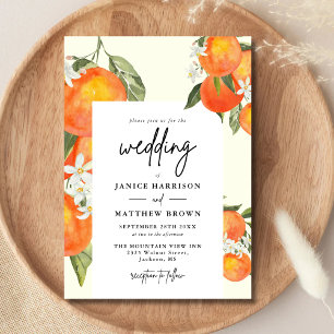 Convite Boho Abstrato Desenho Laranja Jardim Casamento
