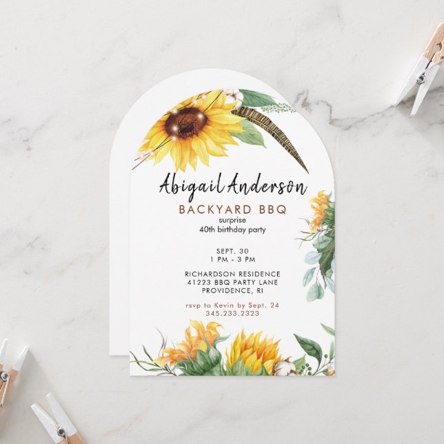 Convite Boho acende Festa de aniversário do CHURRASCO do q (Frente/Verso In Situ)