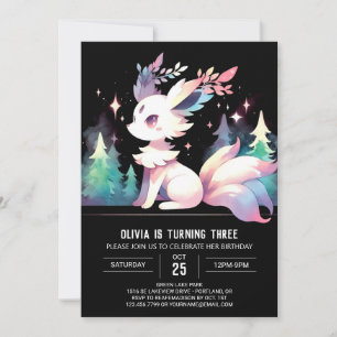 Convite Boho Adorable Wolf Birthday