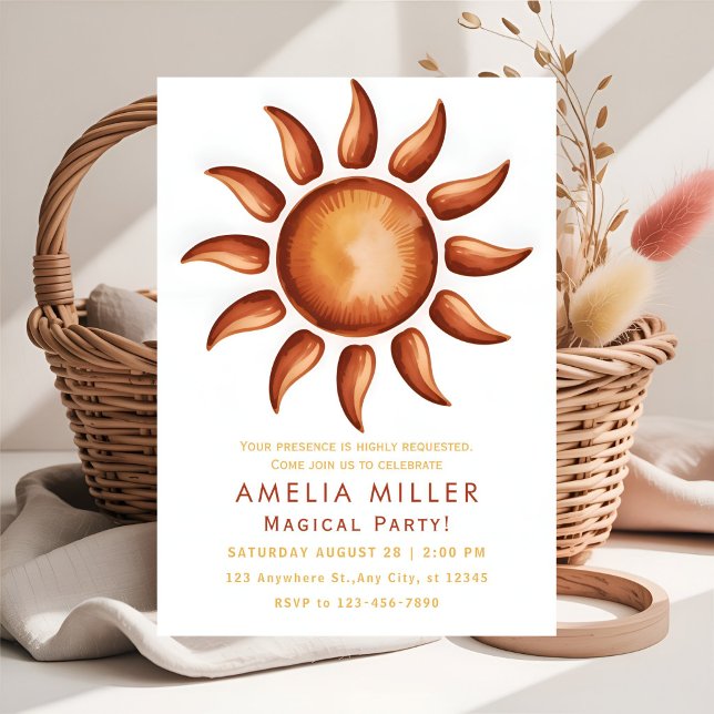 Convite Boho Aesthetic Rainbow Party (Criador carregado)