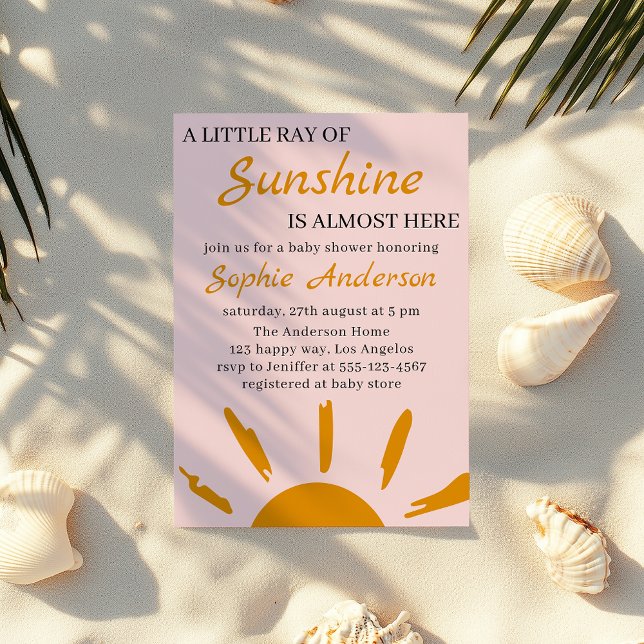Convite Boho Amarelo Um Pouquinho de Luz de Sol Chá de Beb (Criador carregado)