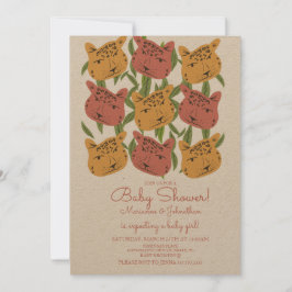 Convite Boho Animal Cat Cheetah Safari Chá de fraldas